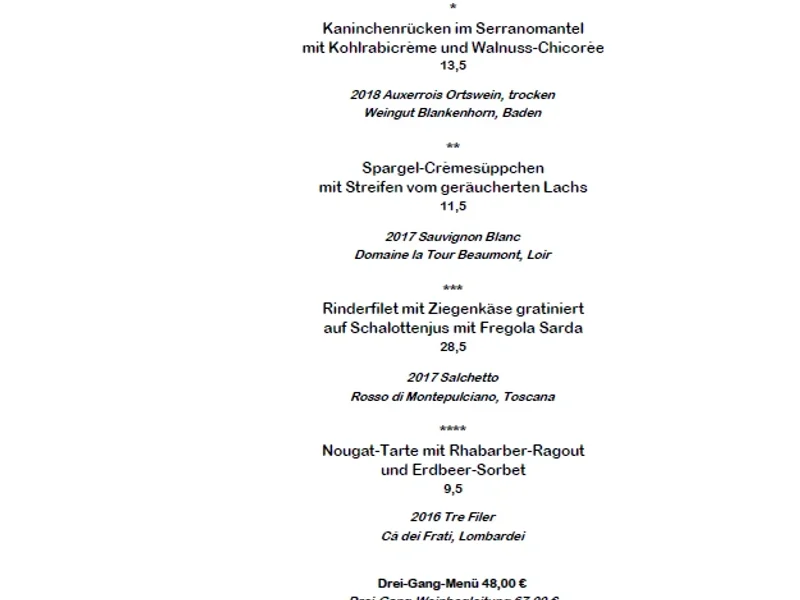 menu 1 of META Restaurant Köln