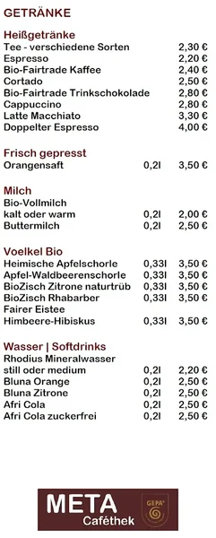 menu 1 of Meta Cafethek