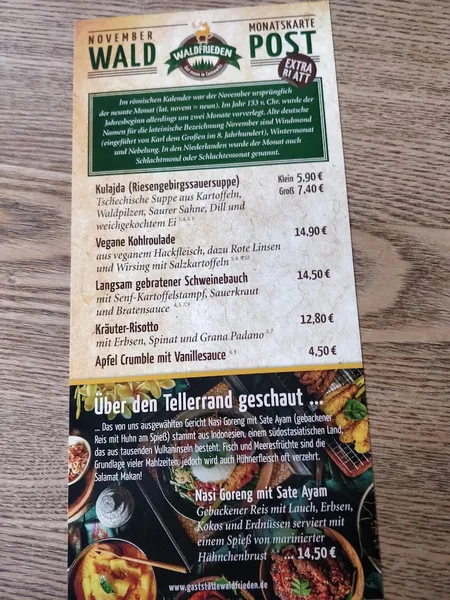 menu 0 of Gaststätte Waldfrieden