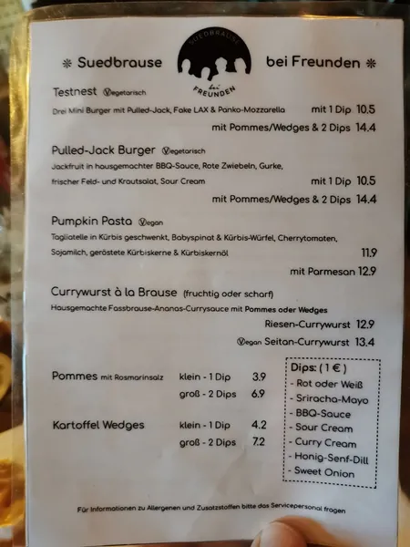 menu 1 of Suedbrause - bei Freunden