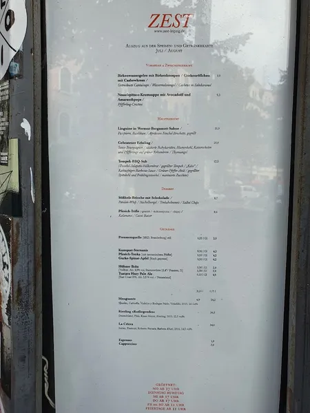 menu 1 of Zest