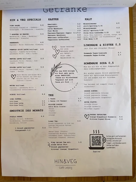 menu 0 of Café Hin & Veg