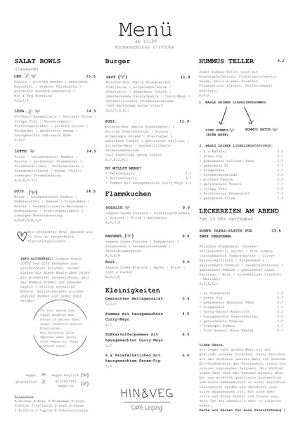 menu 1 of Café Hin & Veg