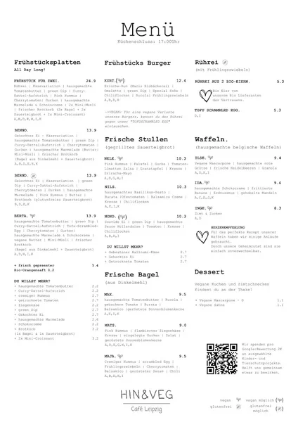 menu 2 of Café Hin & Veg