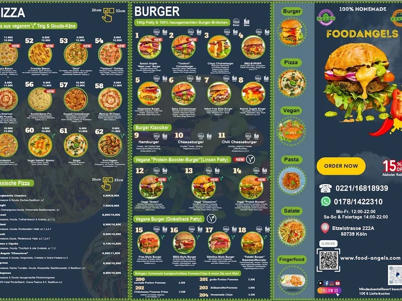 menu 1 of Foodangels Burger & Pizza - Vegan & Halal - Lieferservice Köln