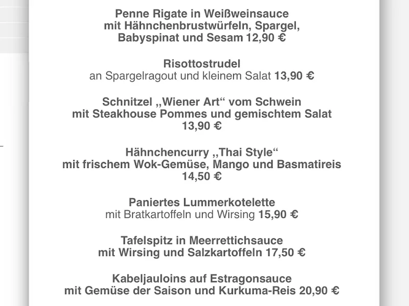menu 1 of Schlüters in Weidenpesch