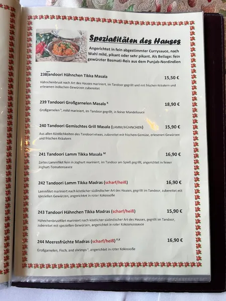 menu 0 of Restaurant House of India