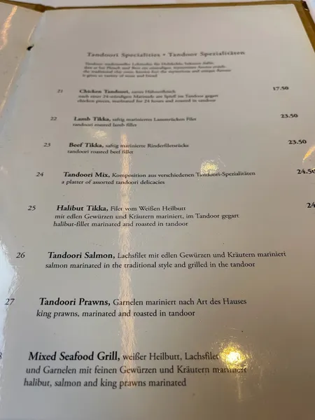 menu 1 of Taj Tandoori