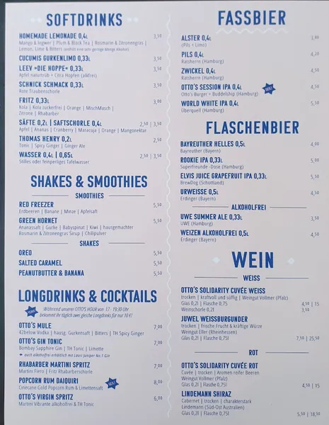 menu 0 of Otto's Burger - Schanzenstraße