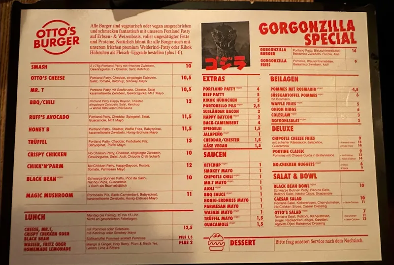 menu 1 of Otto's Burger - Schanzenstraße