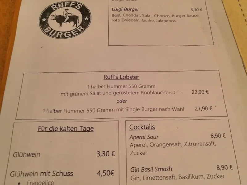 menu 1 of Ruff's Burger & BBQ Schwabing Restaurant