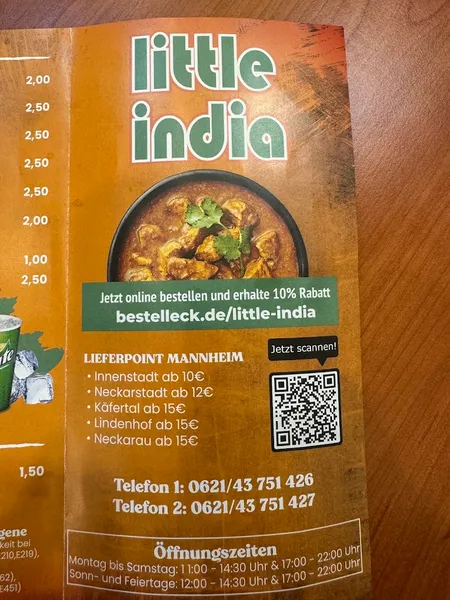 menu 1 of Little India – Restaurant
