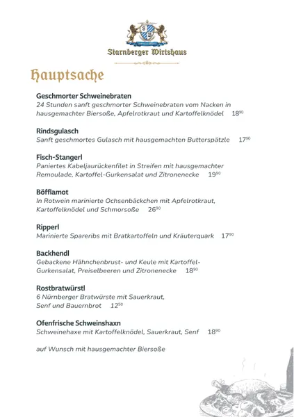 menu 1 of Starnberger Wirtshaus