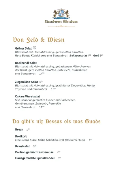 menu 2 of Starnberger Wirtshaus