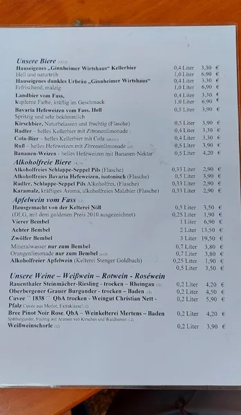 menu 1 of Ginnheimer Wirtshaus