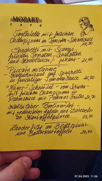 menu 0 of Mozart Café