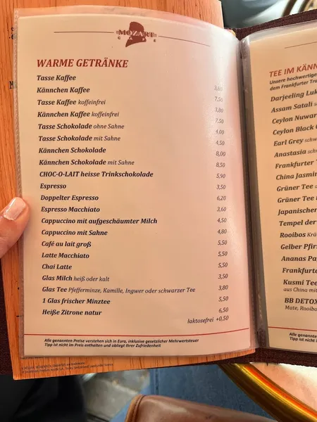 menu 1 of Mozart Café