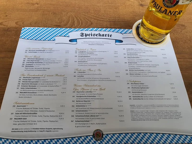 menu 1 of Paulaner am Thielenplatz