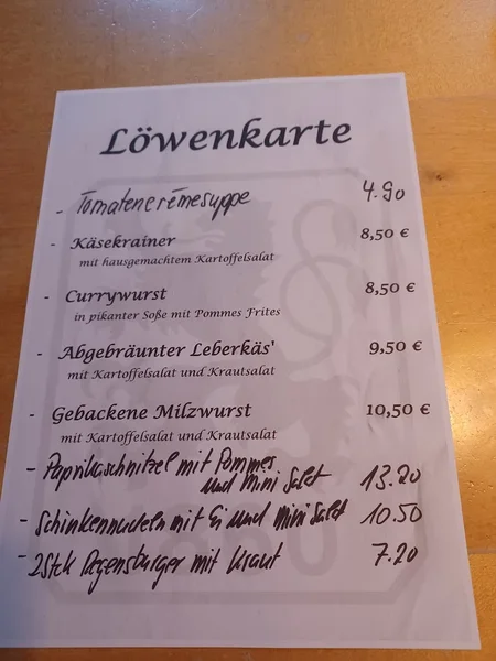 menu 1 of Gaststätte Hans Mielich