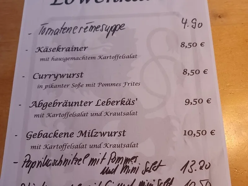 menu 1 of Gaststätte Hans Mielich