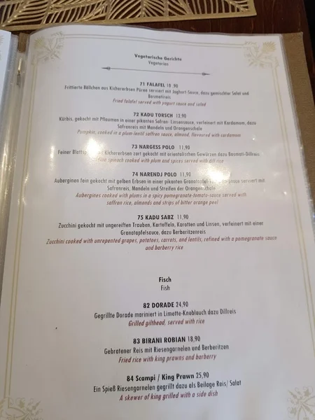 menu 0 of Restaurant Shandiz