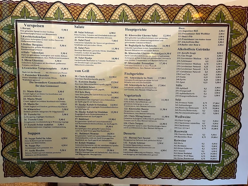 menu 0 of Restaurant Pars