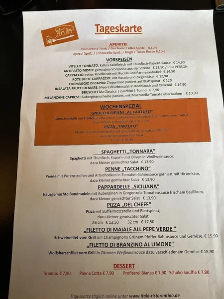 menu 0 of Italo Ristorantino