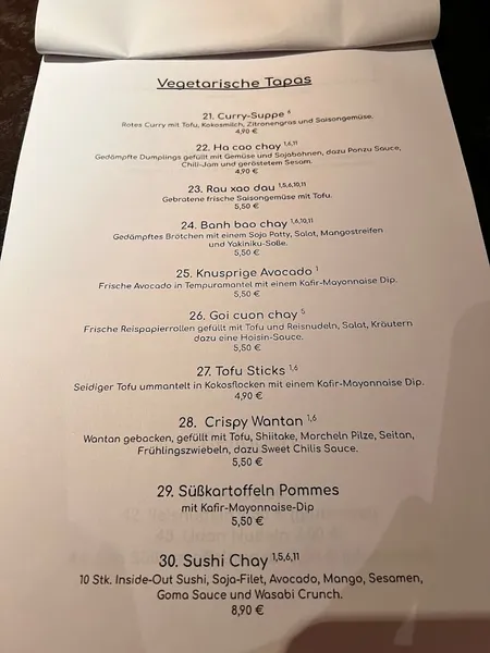 menu 0 of Madame Mai Hamburg