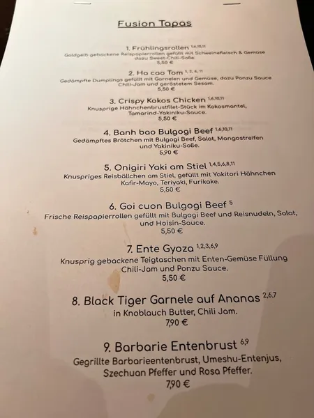 menu 1 of Madame Mai Hamburg