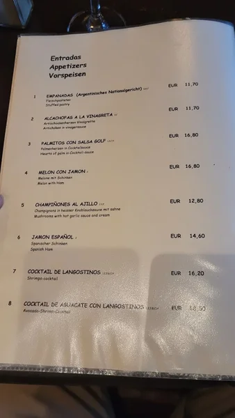 menu 1 of El Chango