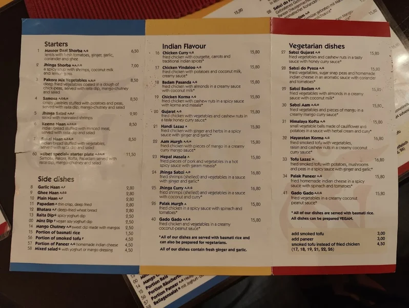 menu 2 of Tibet