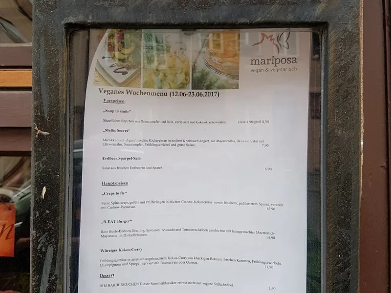 menu 0 of Mariposa