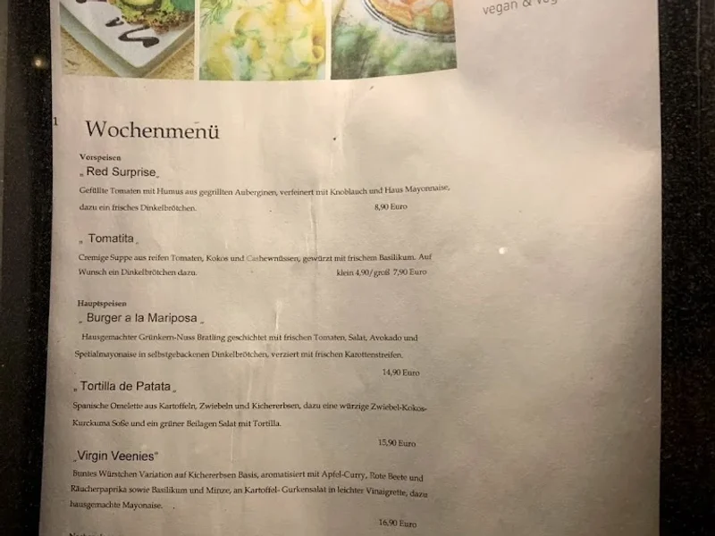 menu 1 of Mariposa