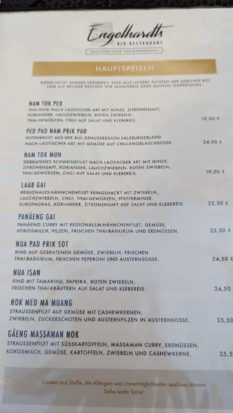 menu 0 of Engelhardts Bio Restaurant