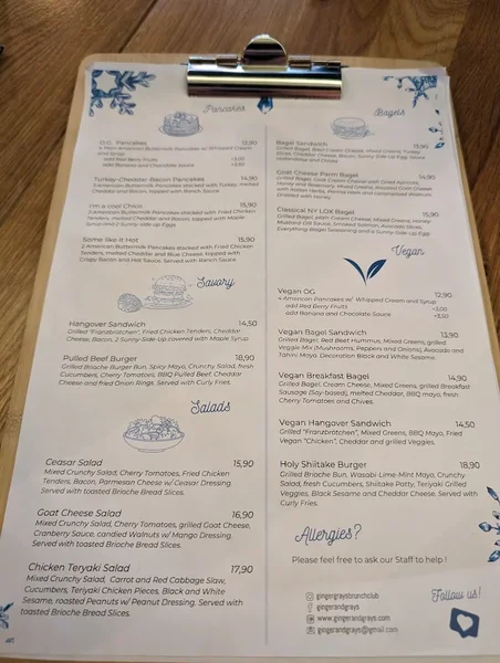 menu 1 of Ginger and Gray's - Maxvorstadt | Brunch | Cake | Coffee