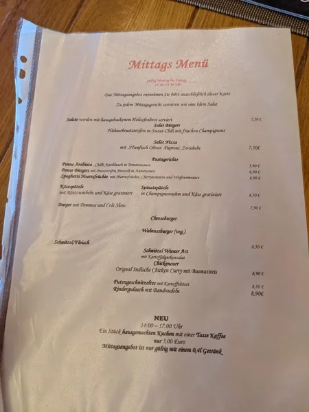 menu 1 of Bürger's Moosach
