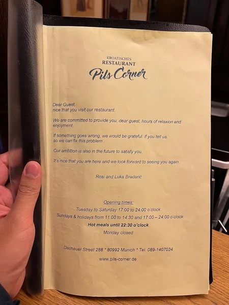 menu 2 of Restaurant Pils Corner