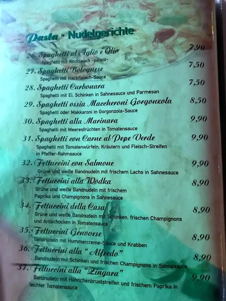 menu 2 of La Pergola