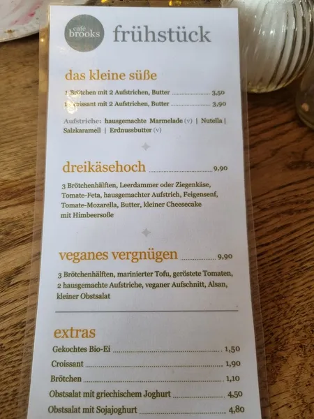 menu 0 of café brooks