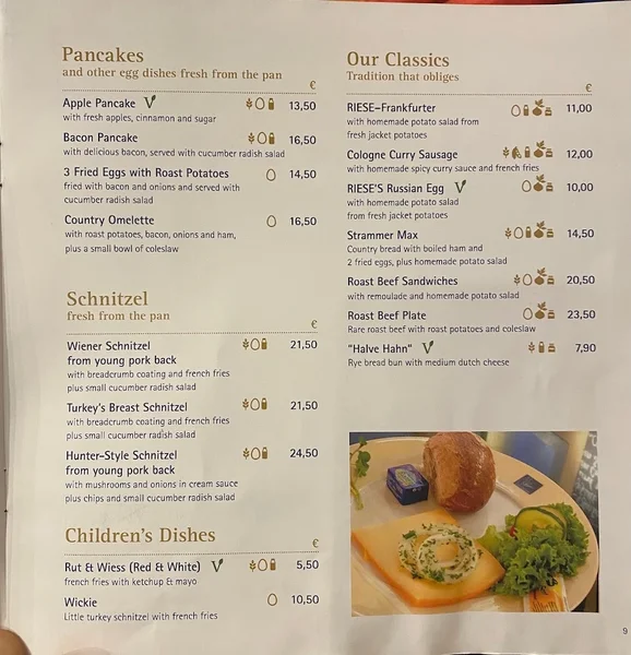 menu 0 of Cafe Riese Köln