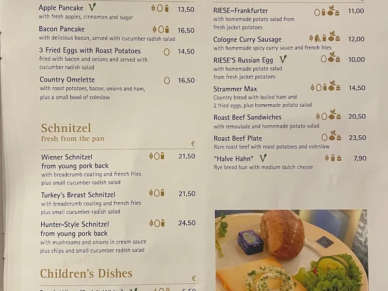 menu 0 of Cafe Riese Köln