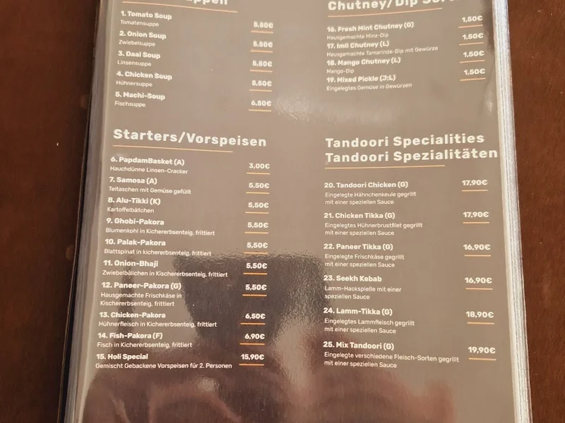 menu 2 of Holi Porz - Indian Restaurant & Cocktail Bar