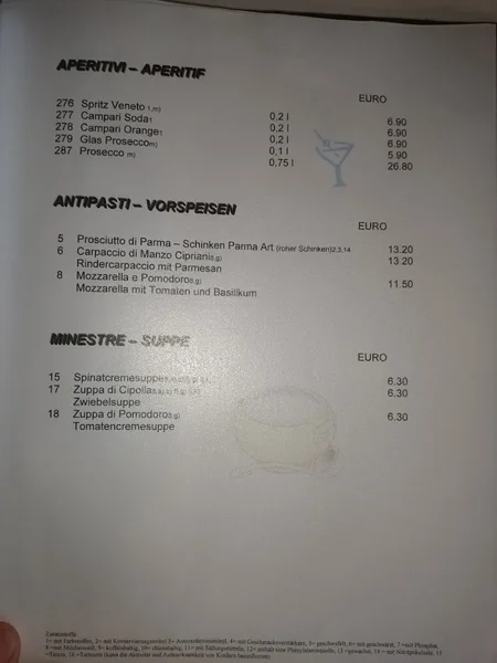 menu 1 of Gran Sasso