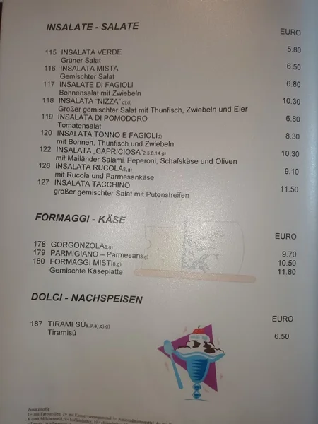 menu 2 of Gran Sasso