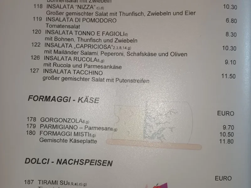 menu 2 of Gran Sasso