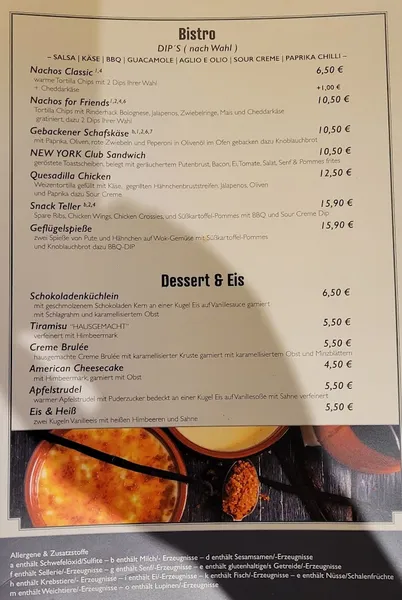 menu 2 of November Cafe Bar Restaurant