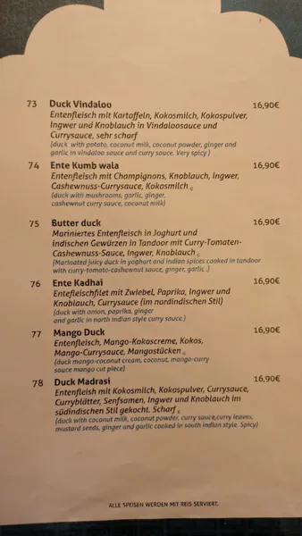 menu 2 of Taste of India Dresden
