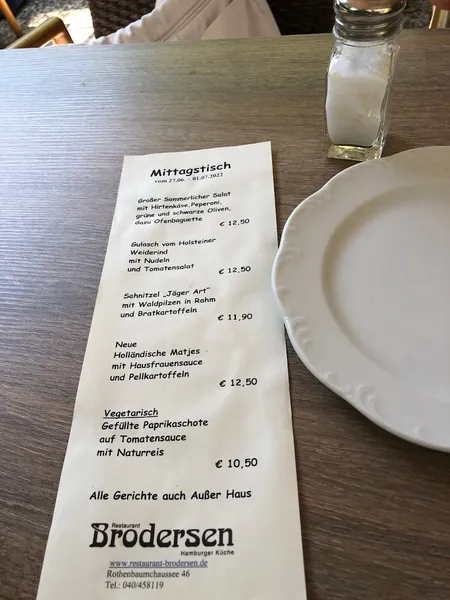 menu 1 of Restaurant Brodersen Hamburg