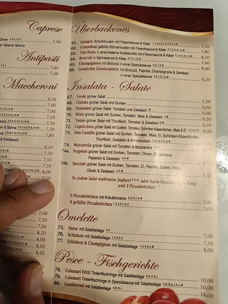 menu 1 of Don Camillo