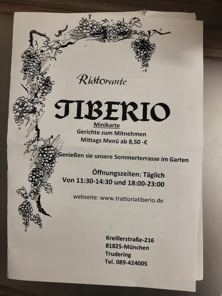 menu 1 of Trattoria Tiberio